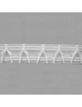 Taśma firanowa ARIADNA monofilamentowa z białym sznurkiem - 75 mm - trójkąt (marszczenie 1:2) - FM075-2T - 50mb/opak.