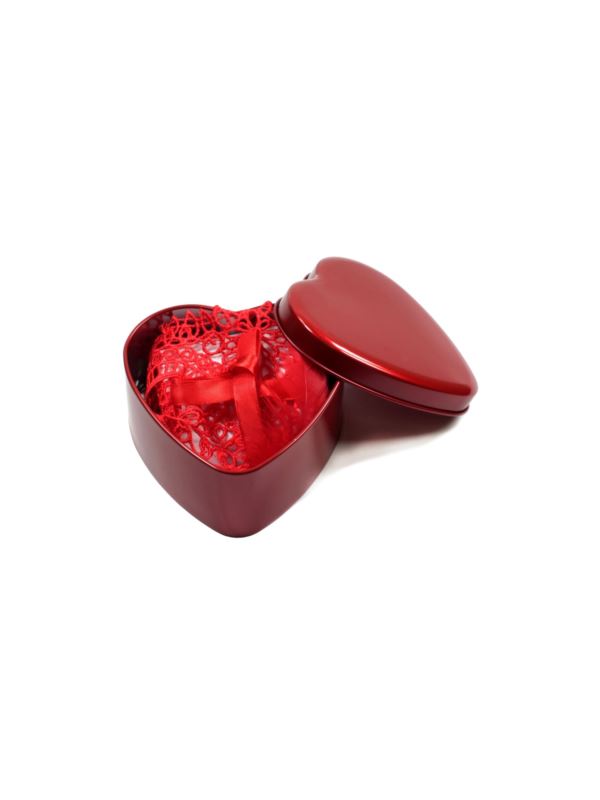 Zestaw akcesoriów w metalowym pudełku - Serce - maska karnawałowa