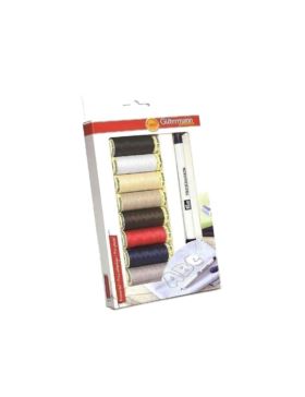 Zestaw nici uniwersalnych GUTERMANN + akcesoria krawieckie i pisak znikający - 734571 - 8szt.x100mb/opak.
