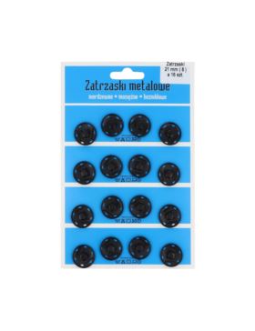 Zatrzaski metalowe - 21 mm - czarne - 16szt./opak.