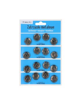 Zatrzaski metalowe - 21 mm - grafitowe - 16szt./opak.