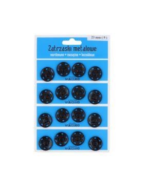 Zatrzaski metalowe - 23 mm - czarne - 16szt./opak.