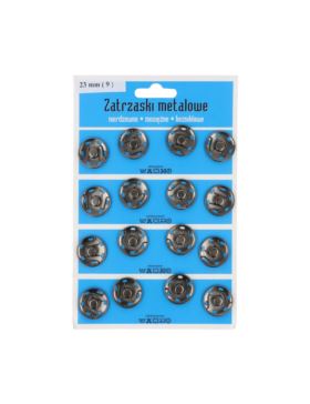 Zatrzaski metalowe - 23 mm - grafitowe - 16szt./opak.