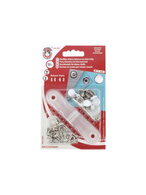 Zatrzaski/springi metalowe KOH-I-NOOR - Roland Style - 11 mm - białe - 15szt./opak.