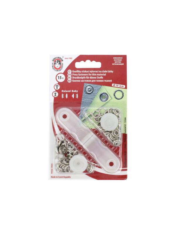 Zatrzaski/springi metalowe KOH-I-NOOR - Roland Baby - 10 mm - niklowane - 15szt./opak.