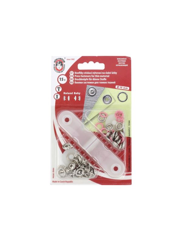 Zatrzaski/springi metalowe KOH-I-NOOR - Roland Baby - 10 mm - różowe - 15szt./opak.