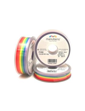 Taśma poliestrowa dwustronna MANUBENS - Tęcza - 12 mm - 25mb/szt.