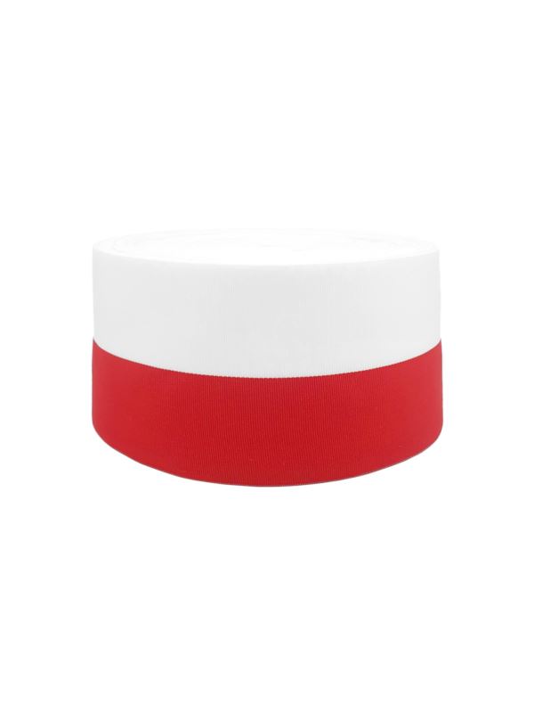 Taśma rypsowa - 100 mm - biało/czerwona - 6499/100 - 50mb/opak.