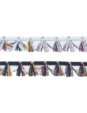 Taśma bawełniana z koronką i chwostami - 30 mm - 12,5mb/opak.