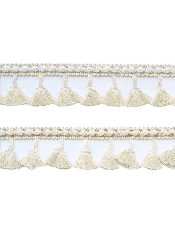 Taśma bawełniana z nitką metalizowaną i chwostami - 50 mm - 12,5mb/opak.