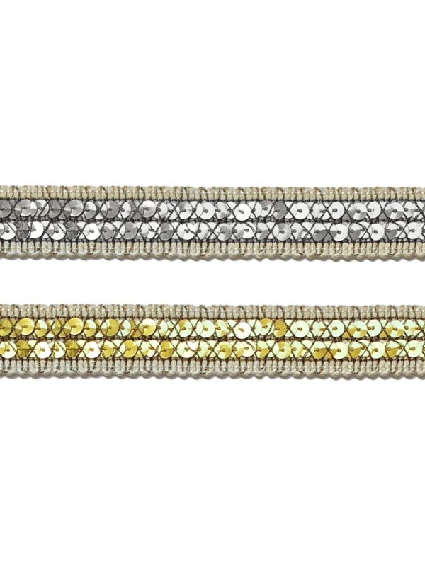 Taśma bawełniana z cekinami - 25 mm - 12,5mb/opak.