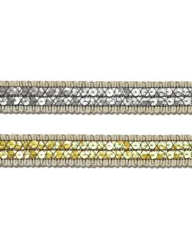 Taśma bawełniana z cekinami - 25 mm - 12,5mb/opak.