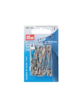 Agrafki zwykłe mix rozmiarów PRYM - 27/38/50 mm - srebrne - 085120 - 18szt./opak.