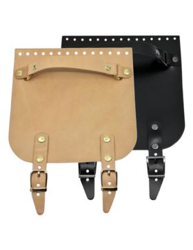 Klapka do toreb skórzana naturalna na magnes (dwie klamry) - Jucht - 200x200 mm - KLAP20X20