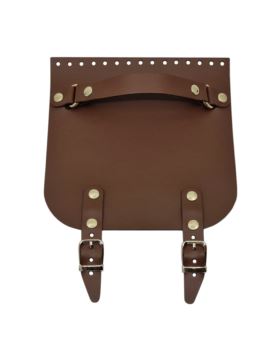 Klapka do toreb skórzana naturalna na magnes (dwie klamry) - Jucht - 200x200 mm - KLAP20X20