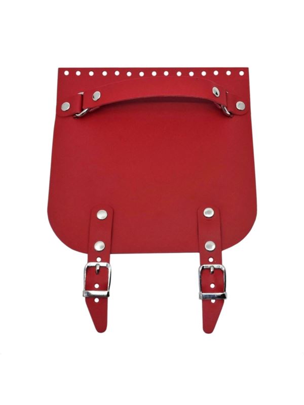 Klapka do toreb skórzana naturalna na magnes (dwie klamry) - Jucht - 200x200 mm - KLAP20X20