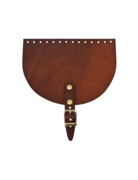 Klapka do toreb skórzana naturalna na magnes (klamra) - Jucht - 200x150 mm - KLAP20X15