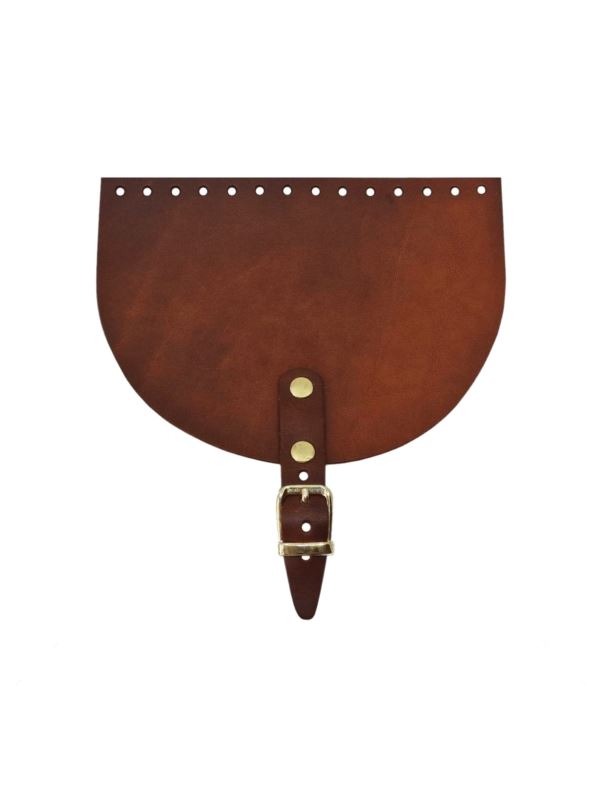 Klapka do toreb skórzana naturalna na magnes (klamra) - Jucht - 200x150 mm - KLAP20X15