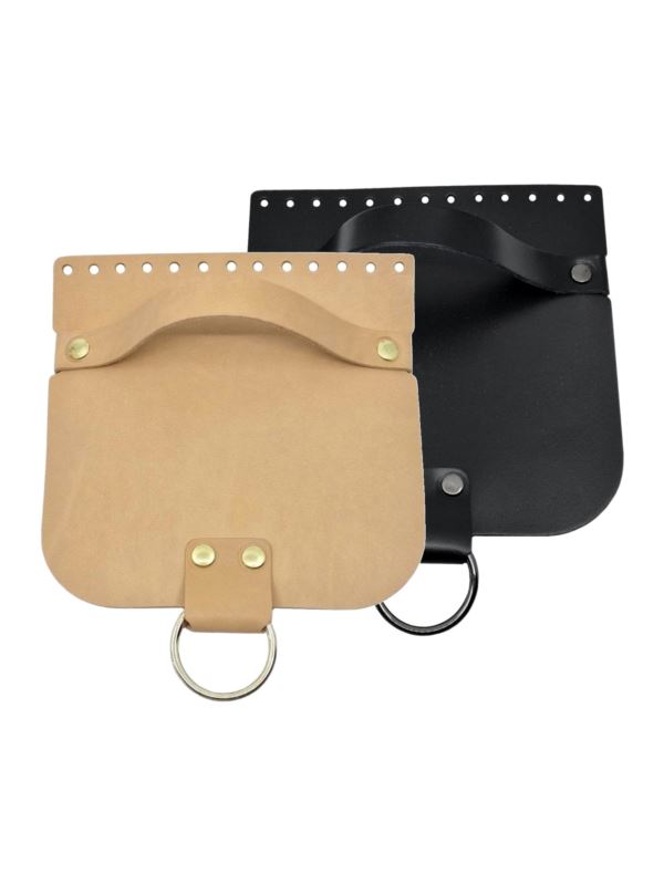 Klapka do toreb skórzana naturalna na magnes (kółko) - Jucht - 180x180 mm - KLAP18X18