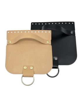 Klapka do toreb skórzana naturalna na magnes (kółko) - Jucht - 180x180 mm - KLAP18X18