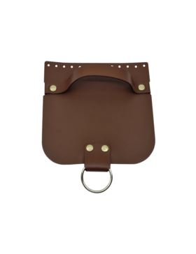 Klapka do toreb skórzana naturalna na magnes (kółko) - Jucht - 180x180 mm - KLAP18X18