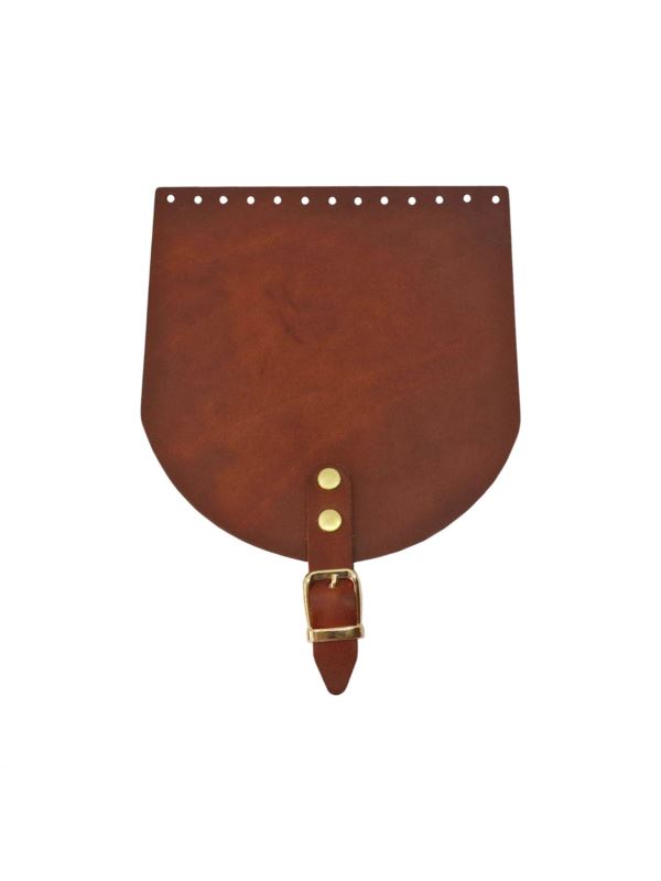 Klapka do toreb skórzana naturalna na magnes (klamra) - Jucht - 180x200 mm - KLAP18X20