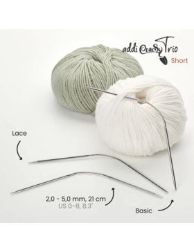 Druty wielozadaniowe na żyłce metalowe ADDI - CraSy Trio Basic Short - 21 cm - 160-2 - 3szt./opak.