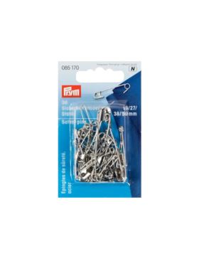 Agrafki zwykłe mix rozmiarów PRYM - 19/23/27/38/50/57 mm - srebrne - 085170 - 36szt./opak.