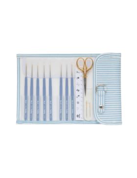 Zestaw szydełek stalowych z ergonomiczną rączką z akcesoriami TULIP - Etimo - 0,50-1,75 mm - TLG-002 GOLD