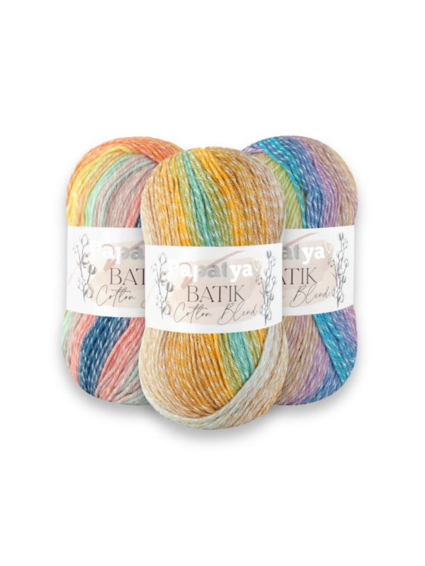 Włóczka/zestaw - Papatya - Batik Cotton Blend - 12 kol. x 1 motek (100g) - 1,2kg/opak.