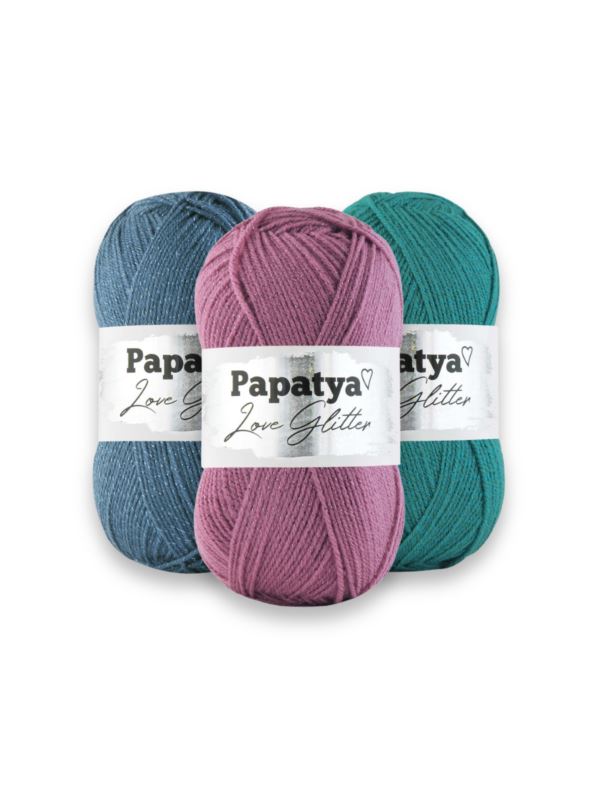 Włóczka/zestaw - Papatya - Love Glitter - 16 kol. x 1 motek (100g) - 1,6kg/opak.
