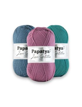 Włóczka/zestaw - Papatya - Love Glitter - 16 kol. x 1 motek (100g) - 1,6kg/opak.