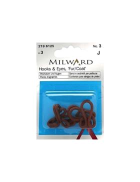 Haftki obciągane w oplocie MILWARD - rozm.3 - brązowe - 2196125 - 3szt./opak.