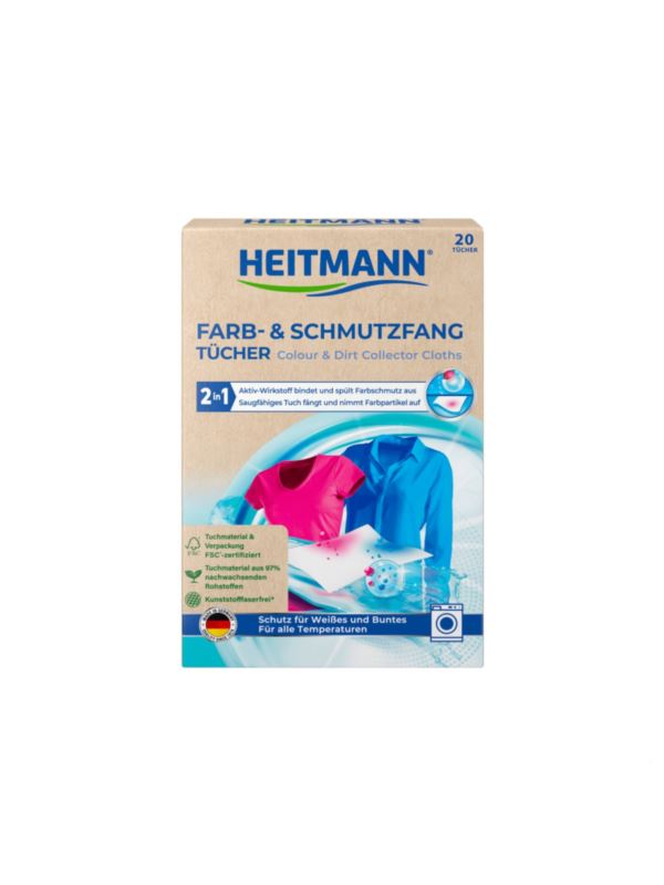Chusteczki wyłapujące kolor i brud HEITMANN - FSC-mix - 1024041 - 20szt./opak.
