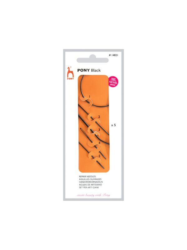 Zestaw igieł domowych naprawczych PONY - BLACK - 14821 - 5szt./opak.