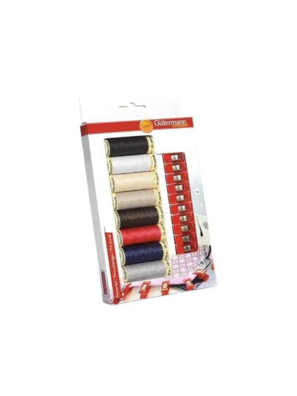 Zestaw nici uniwersalnych GUTERMANN + klipsy krawieckie - 734570 - 8szt.x100mb/opak.