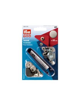 Zestaw zaciskacz + napy metalowe PRYM - Anorak - 20,00 mm - niklowane - 390376 - 6szt./opak.