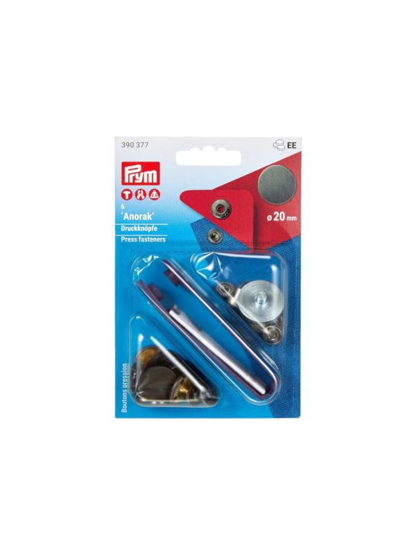 Zestaw zaciskacz + napy metalowe PRYM - Anorak - 20,00 mm - oksydowane - 390377 - 6szt./opak.