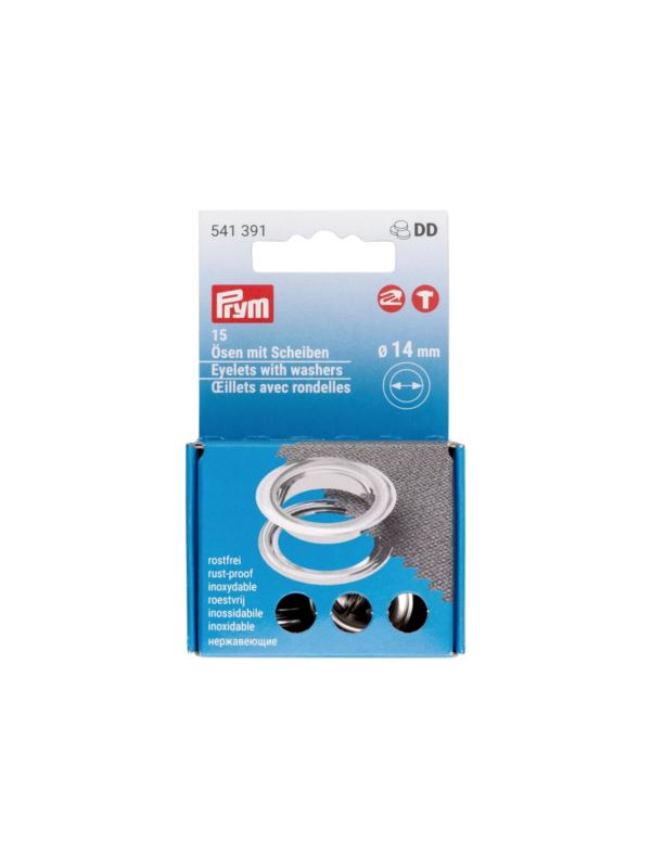 Zestaw oczek i podkładek PRYM - 14 mm - niklowane - 541391 - 15szt./opak.