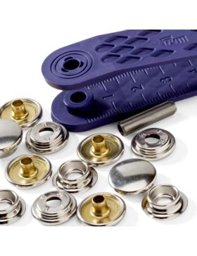 Zestaw zaciskacz + napy metalowe PRYM - Yacht & Caravan - 15,00 mm - niklowane - 390211 - 10szt./opak.