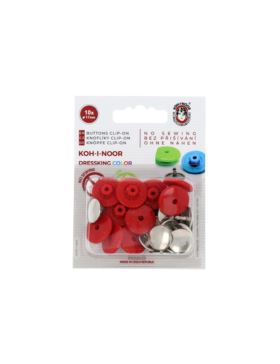 Guzik zatrzaskowy plastikowy KOH-I-NOOR - 17 mm - czerwony - 10szt./opak.