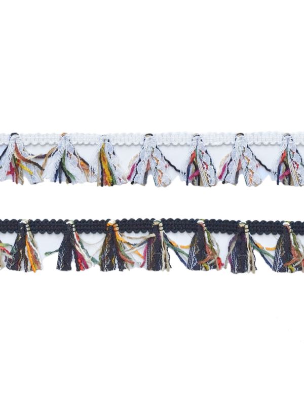 Taśma bawełniana z koronką i chwostami - 30 mm - 12,5mb/opak.