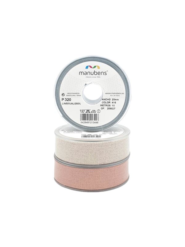 Taśma lniana MANUBENS - 50% len, 50% bawełna - 25 mm - 15mb/szt.