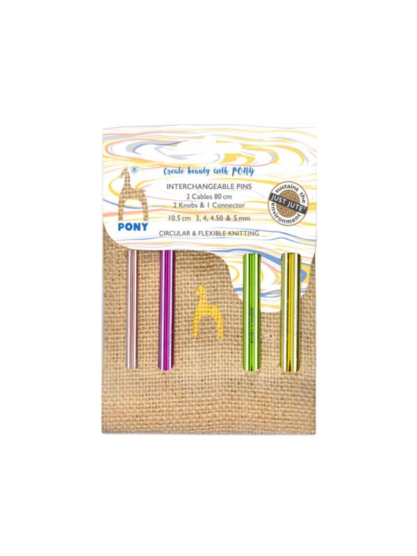 Zestaw metalowych drutów z wymiennymi żyłkami PONY - Colour Jute - 3,00-5,00 mm x 10,5 cm - 61064/01