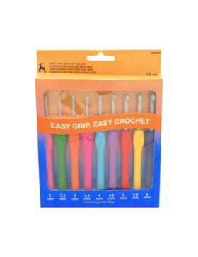 Zestaw szydełek teflonowych z ergonomiczną rączką PONY - Easy Grip - 2,00-6,00 mm x 14 cm - 56810 - 9szt./opak.