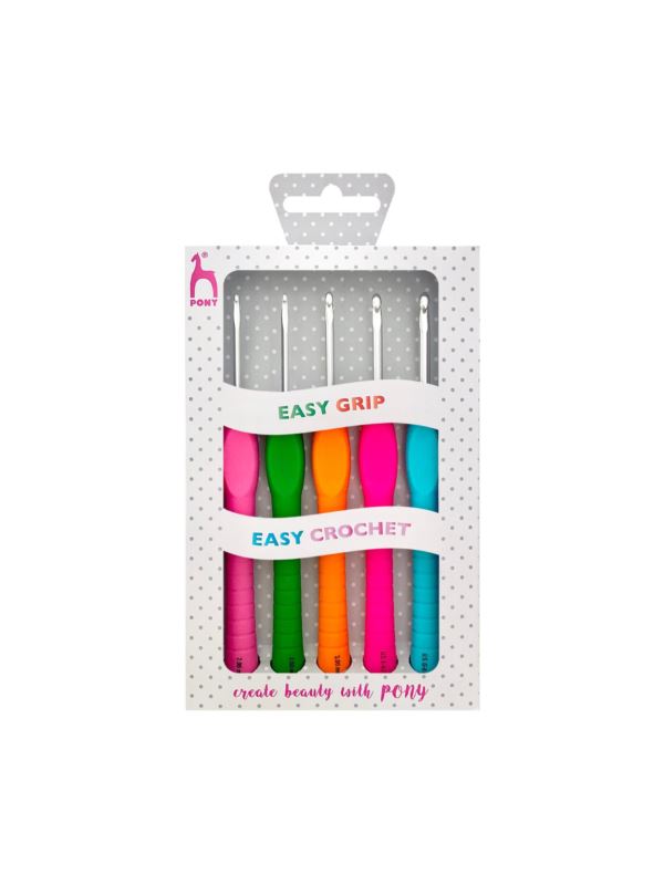 Zestaw szydełek stalowych z ergonomiczną rączką PONY - Polka Dots - 2,00-4,00 mm x 14 cm - 56831 - 5szt./opak.