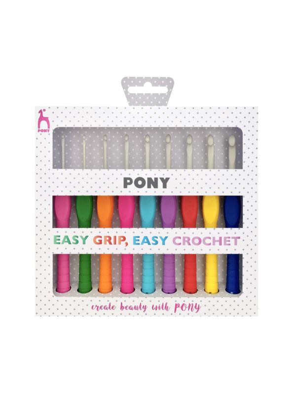 Zestaw szydełek teflonowych z ergonomiczną rączką PONY - Polka Dots - 2,00-6,00 mm x 14 cm - 56835 - 9szt./opak.