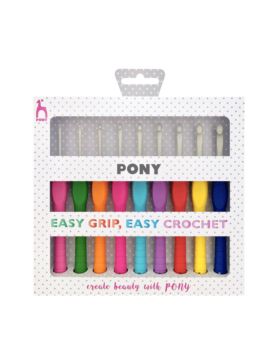 Zestaw szydełek teflonowych z ergonomiczną rączką PONY - Polka Dots - 2,00-6,00 mm x 14 cm - 56835 - 9szt./opak.