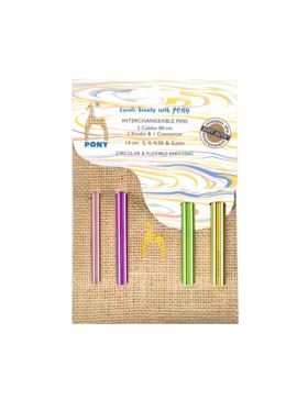 Zestaw metalowych drutów z wymiennymi żyłkami PONY - Colour Jute - 3,00-5,00 mm x 14 cm - 61068/01