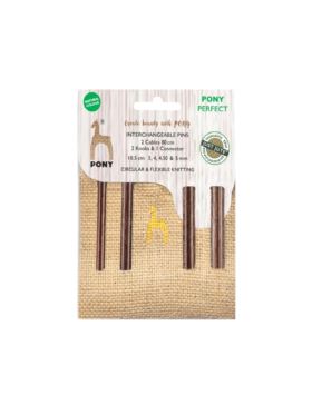 Zestaw drewnianych drutów z wymiennymi żyłkami PONY - Perfect Jute - 3,00-5,00 mm x 10,5 cm - 49164/01